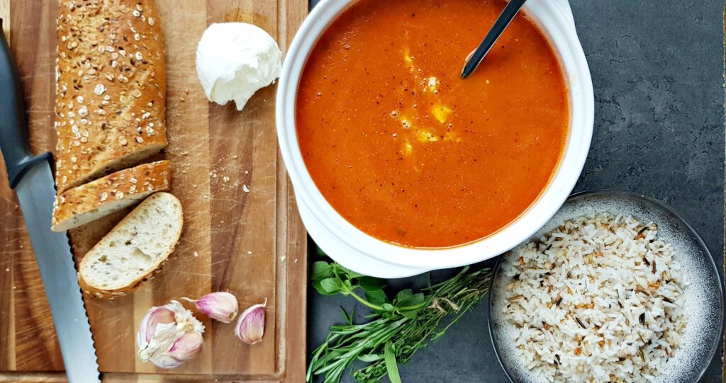 tomato soup with fresh herbs