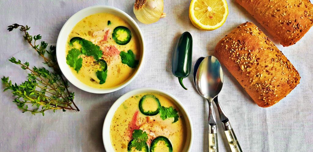 trout chowder with fresh herbs