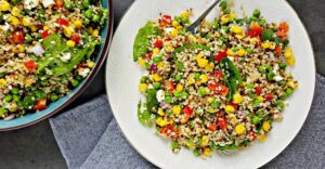 Quinoa salad with spinach and feta cheese