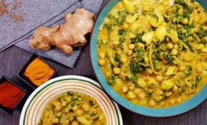 potato curry with kale and coconut milk