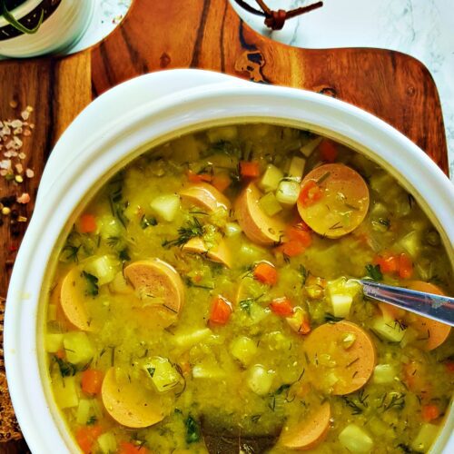 Split pea soup with smoked sausage