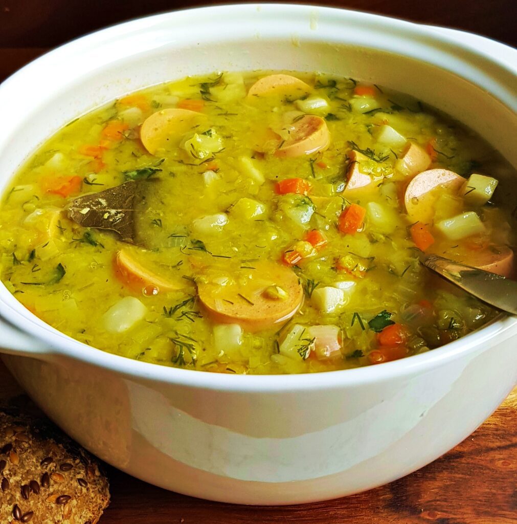 Split pea soup with smoked sausage