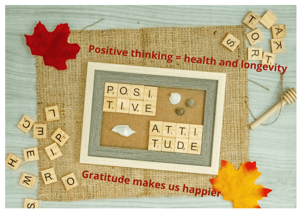 Wooden plaque with inscription: "Positive attitude"