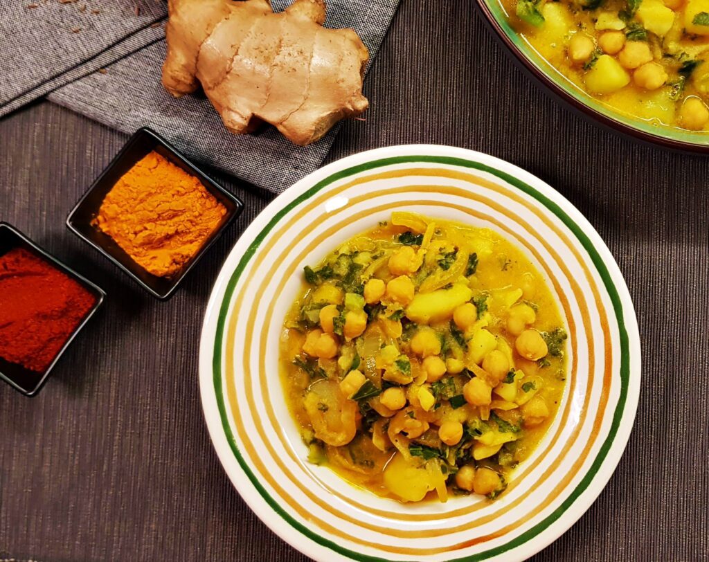 potato curry with kale