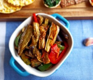 eggplant appetizer with bell pepper and garlic