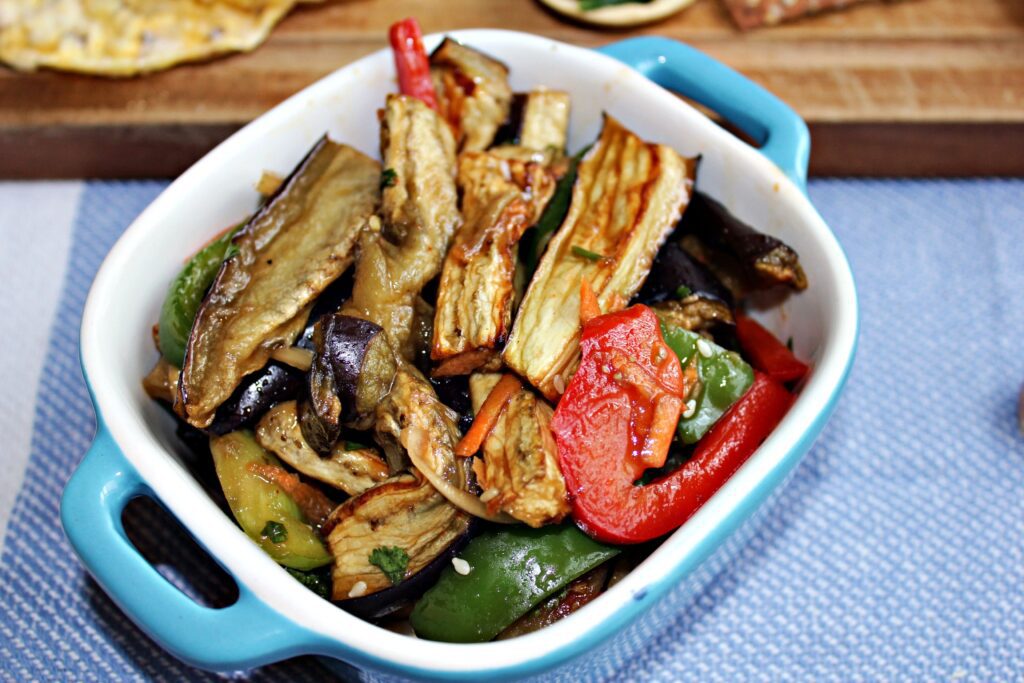 eggplant appetizer with bell pepper and garlic