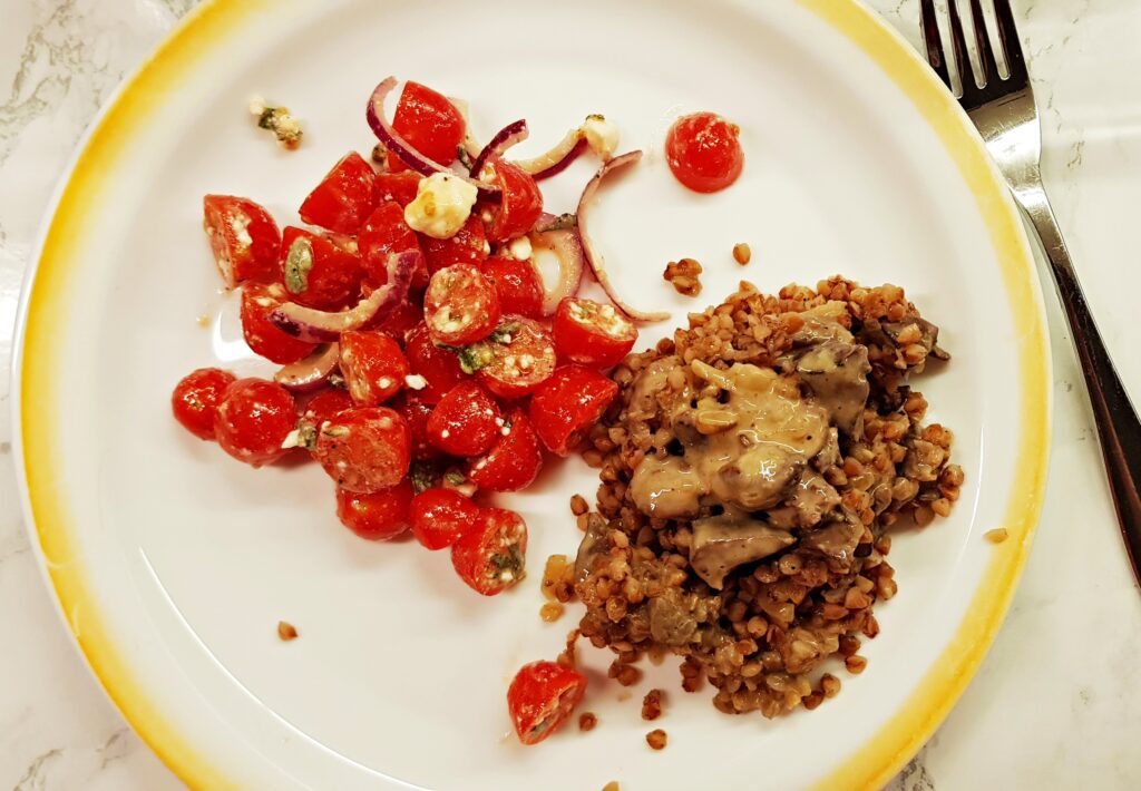 cherry tomato salad with feta cheese and oregano