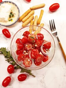 cherry tomato salad with feta cheese and oregano