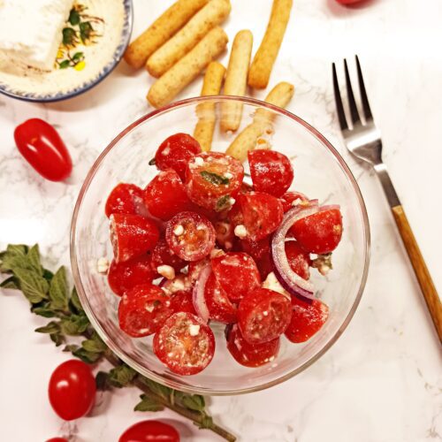 cherry tomato salad with feta cheese and oregano