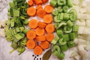 leek, carrot, celery, white onion