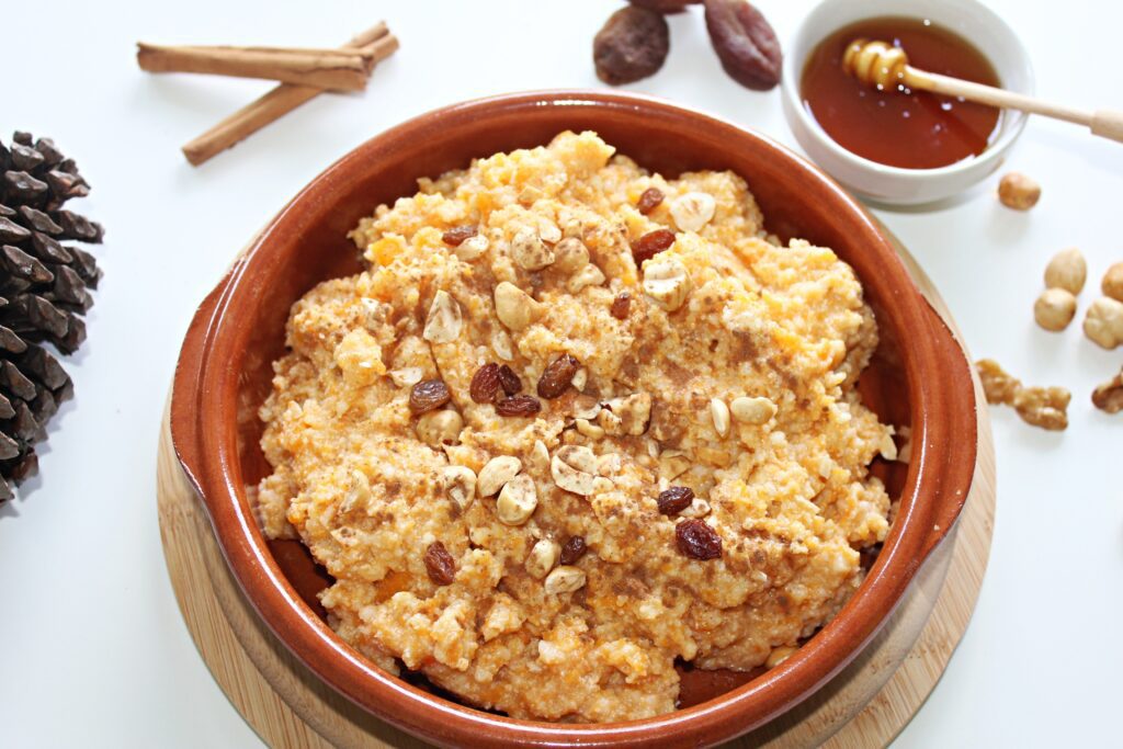 pumpkin porridge with millet and coconut milk