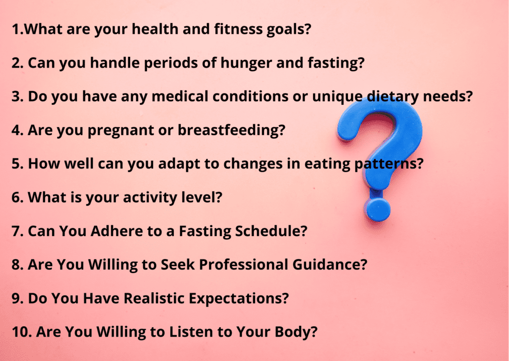 self-assessment questions to consider before starting intermittent fasting