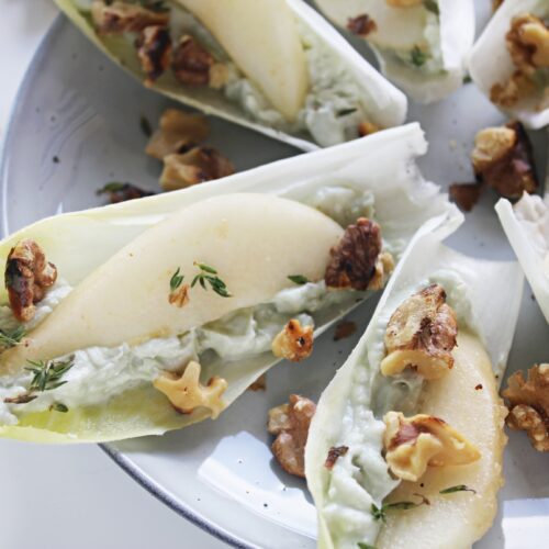 Roquefort and Pear Salad in Chicory Boats