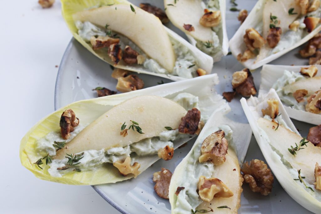 Roquefort and Pear Salad in Chicory Boats