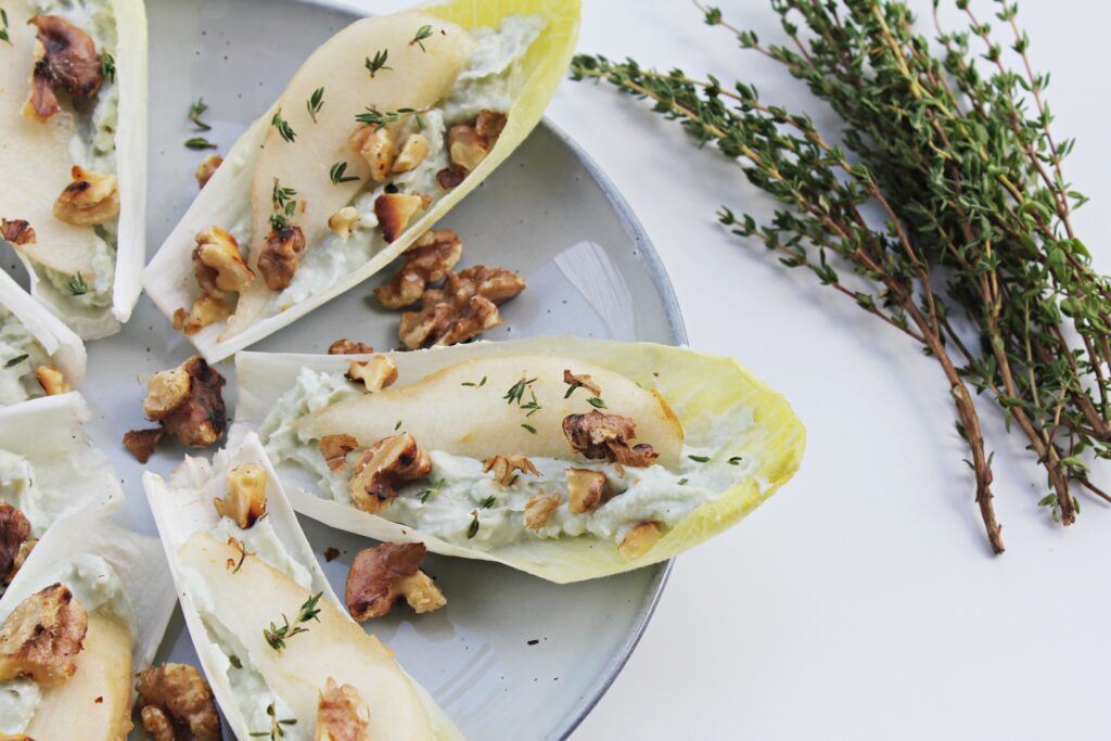 Roquefort and Pear Salad in Chicory Boats