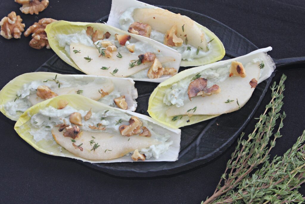 Roquefort and Pear Salad in Chicory Boats