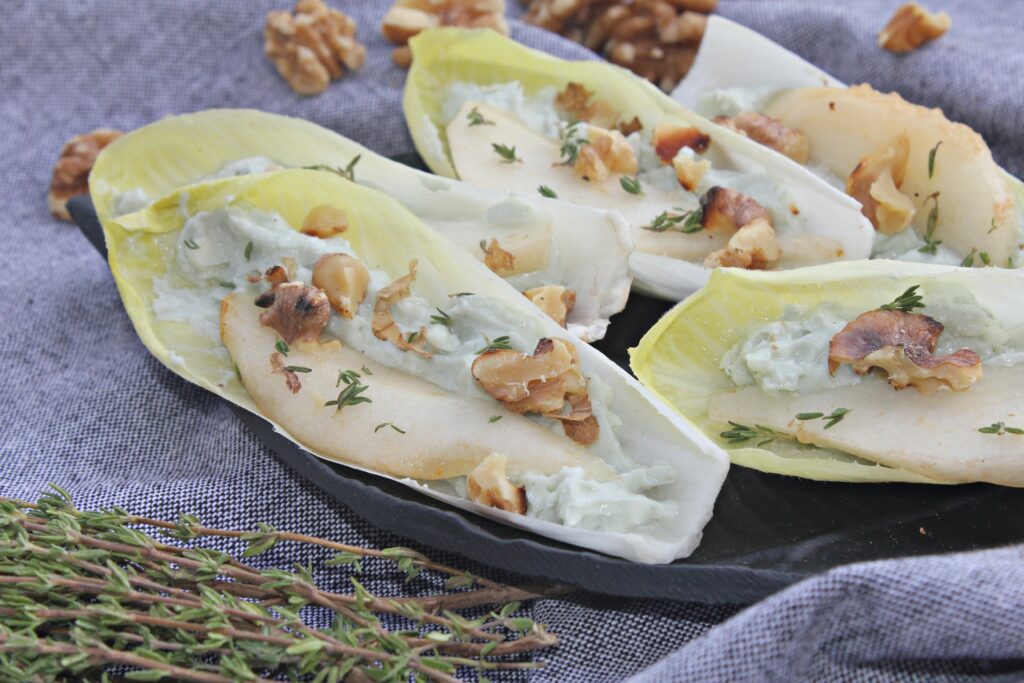 Roquefort and Pear Salad in Chicory Boats