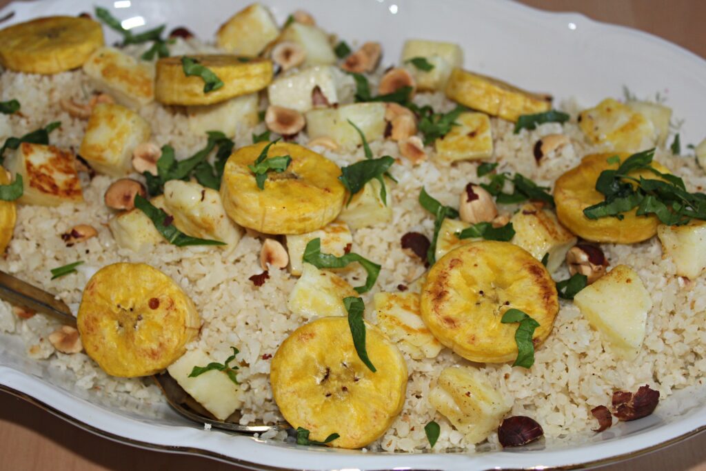 Cauliflower Rice with Grilled Halloumi