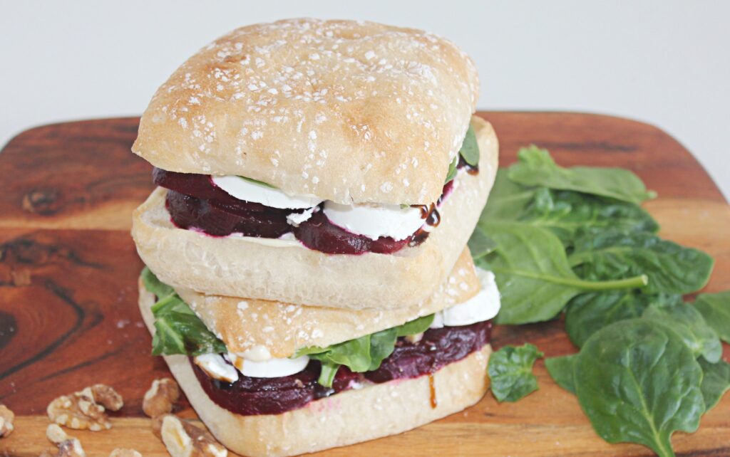 Beet and Goat Cheese Chiabata Sandwich