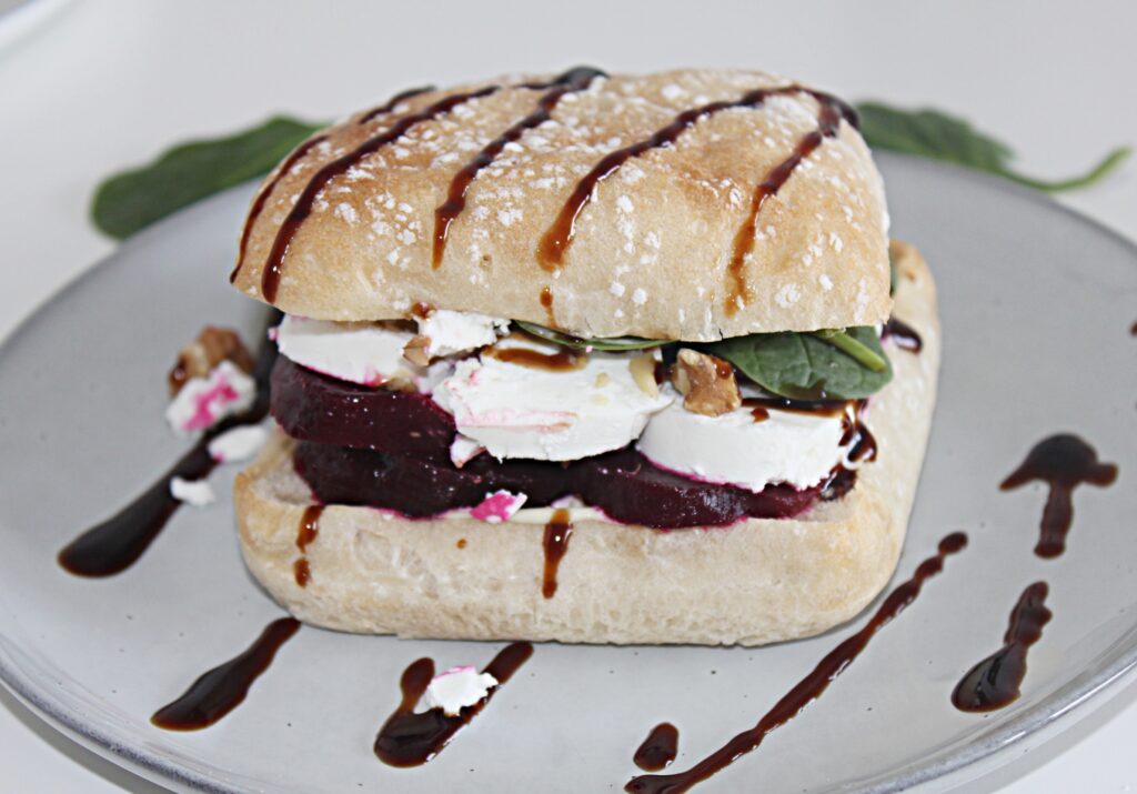 Beet and Goat Cheese Chiabata Sandwich