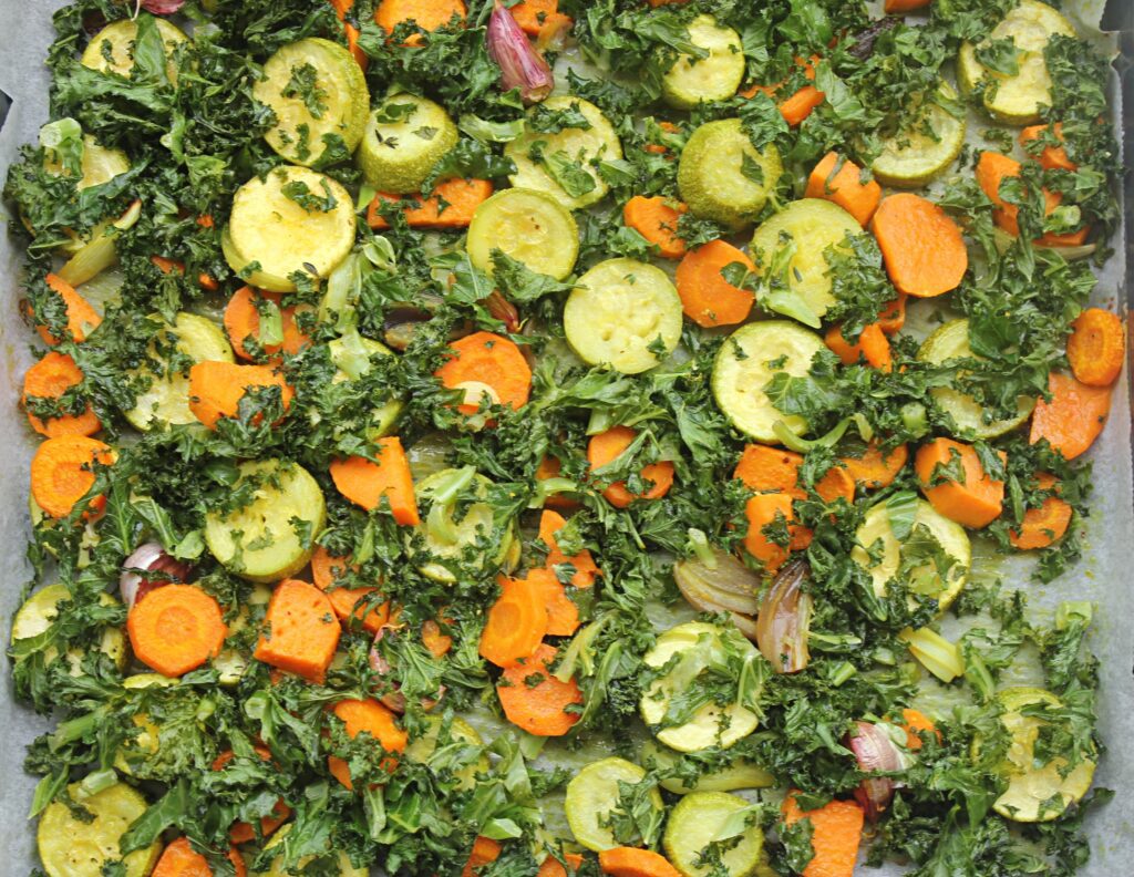 Oven Roasted Vegetables with Kale and Thyme