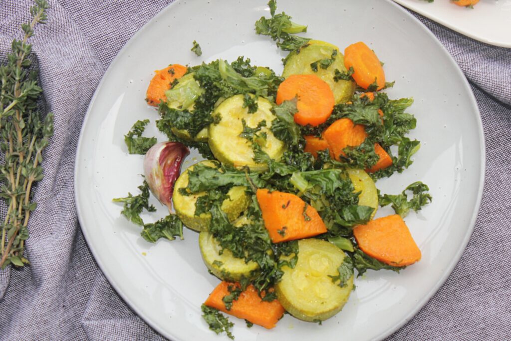 Oven Roasted Vegetables with Kale and Thyme