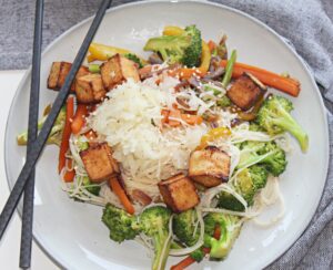 Vegan Rice Noodle Stir Fry with Tofu