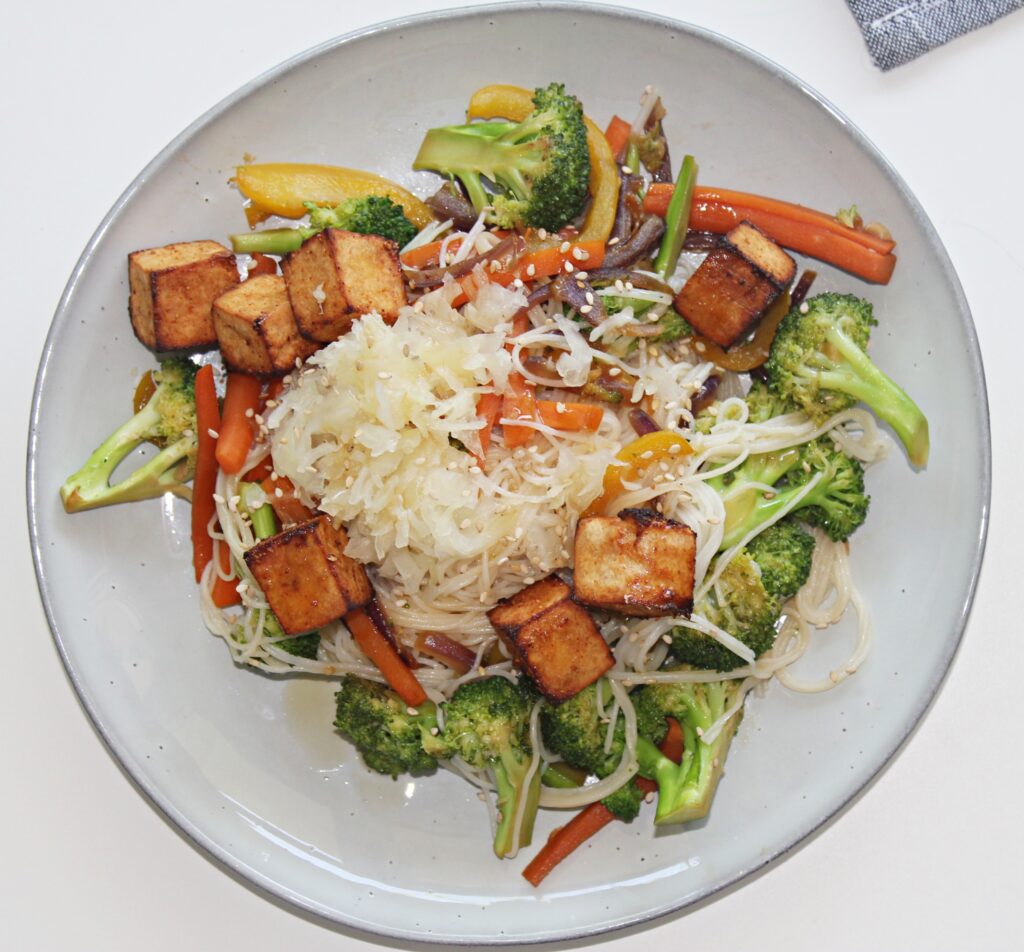 Vegan Rice Noodle Stir Fry with Tofu