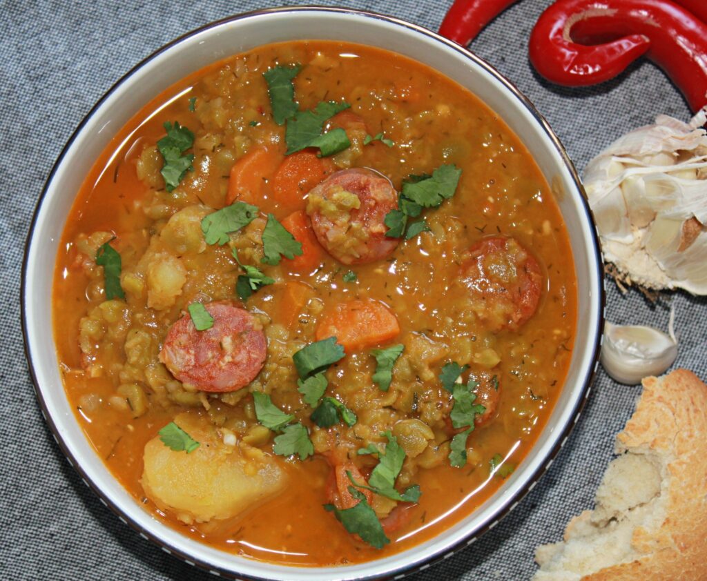 split pea soup with chorizo