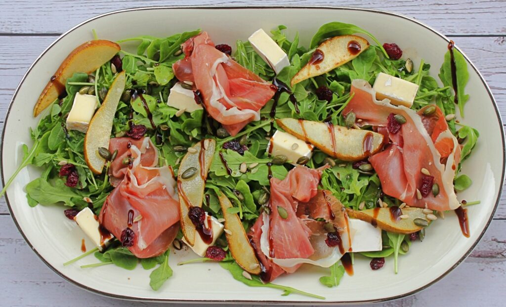 Arugula Salad with Jamón and Caramelized Pears