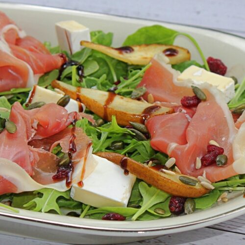 Arugula Salad with Jamón and Caramelized Pears