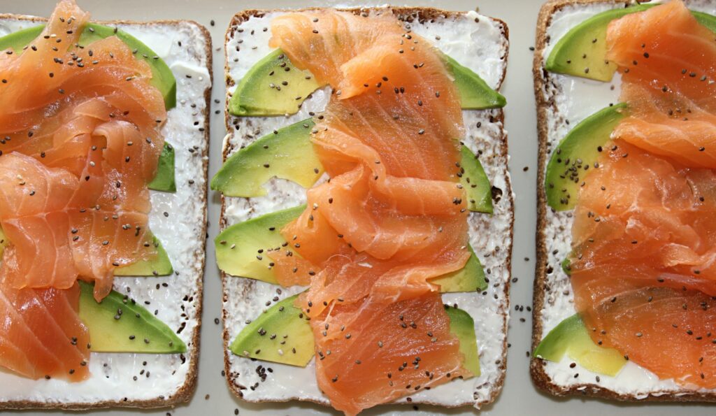 avocado toast with smoked salmon and chia