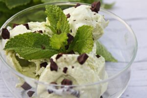 mint chocolate chip ice cream made with cottage cheese