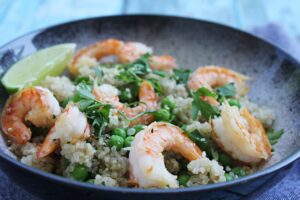 shrimp quinoa bowl
