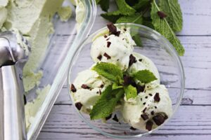 mint chocolate chip ice cream made with cottage cheese
