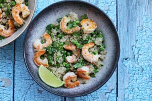 shrimp quinoa bowl