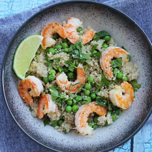 shrimp quinoa bowl