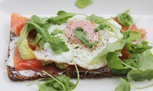 high-protein avocado toast with smoked salmon
