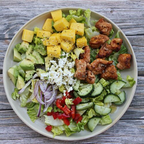 grilled chicken salad with mango and avocado